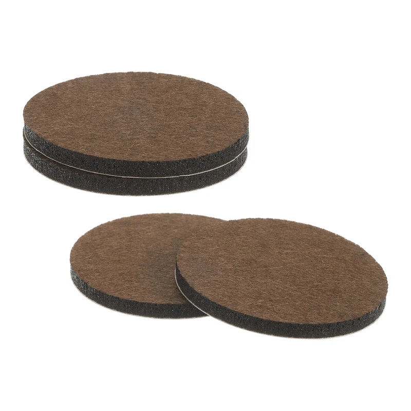 Furniture Sliders, 4Pcs 2.5" - Self Adhesive Felt Furniture Pads (Brown)