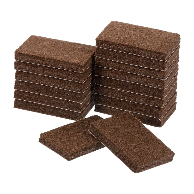 16Pcs 1.4"x0.9" Rectangle Self Adhesive Felt Furniture Pads (Brown)