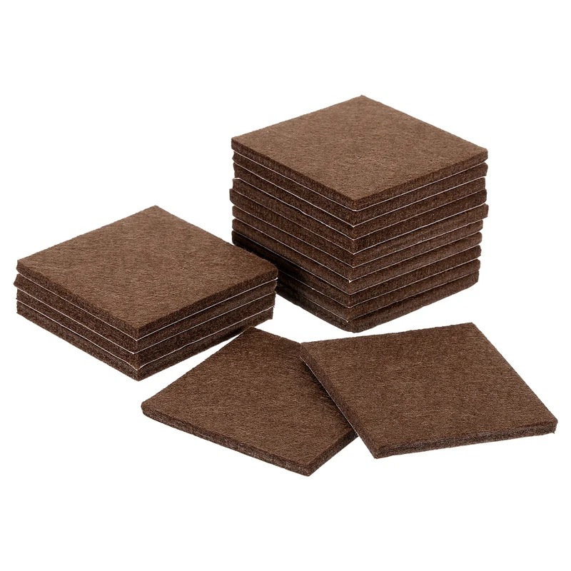 Furniture Pads, 16Pcs 2.5" - Square Self Adhesive Felt Furniture Pads, Floor Protectors for Furniture Feet Chairs Legs Hardwood Floors (Brown)