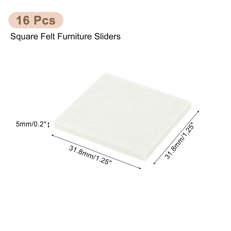 Furniture Pads, 16Pcs 2.5" Square Self Adhesive Felt Furniture Pads (Beige)