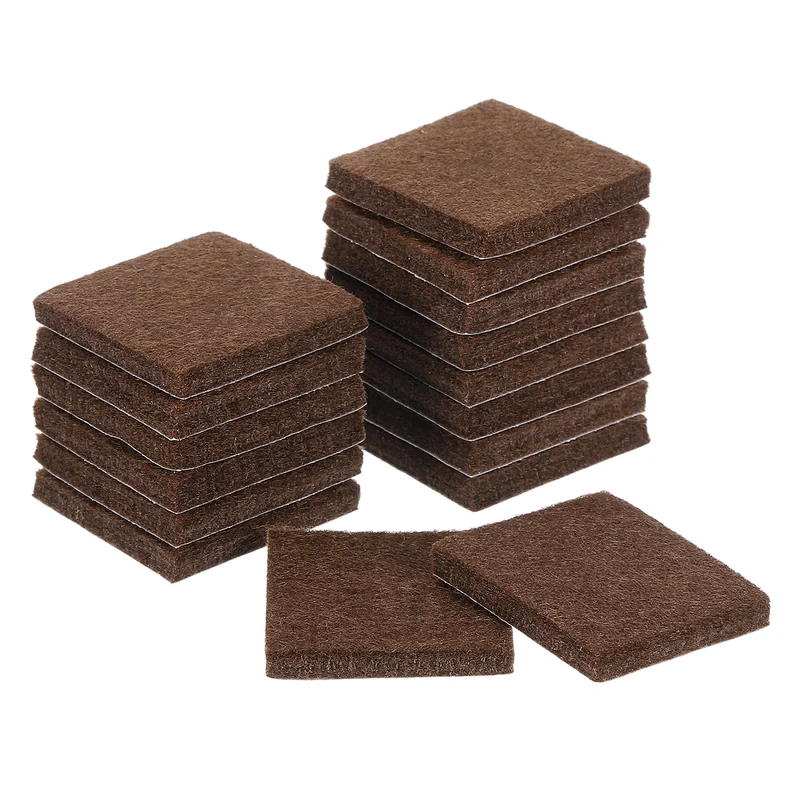 16Pcs Furniture Pads 1.25" Square Self Adhesive Felt Furniture Pads Brown