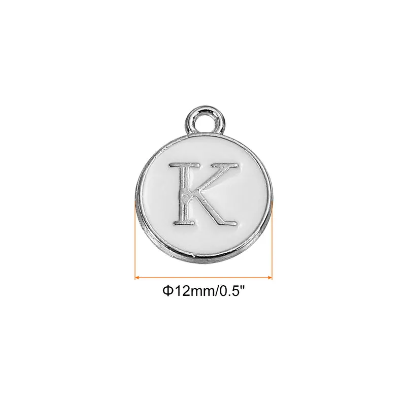 50 Pcs Alphabet K Enamel Letter Charm Enamel Initial Charm White