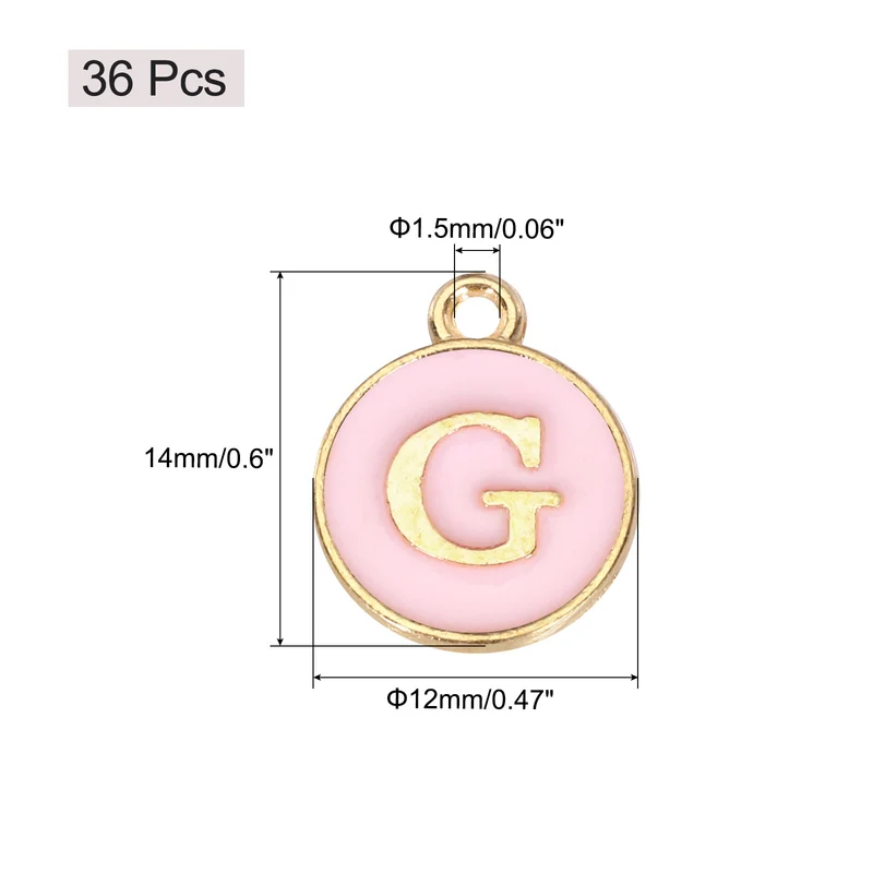 36pcs Letter G Pendants Double Sided Charm Enamel Alphabet Pendant Gold & Pink