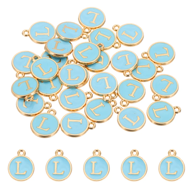 Letter Charm, 30 Pcs Capital Initial Alphabet L Letter Charm for Bracelet, Blue
