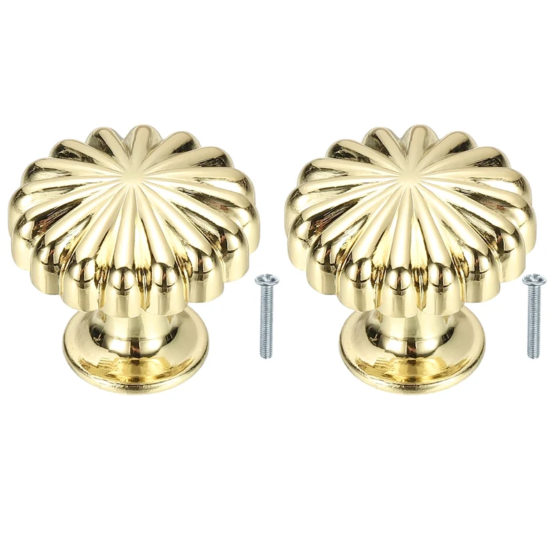 2Pcs Cabinet Knobs 1 Inch Pumpkin Dresser Knobs Cabinet Handles Bright Gold