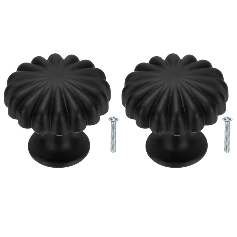 2Pcs Cabinet Knobs 1 Inch Pumpkin Dresser Knobs Cabinet Handles Black