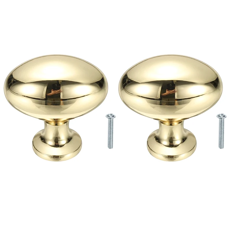 2Pcs Cabinet Knobs 1.3 Inch Oval Dresser Knobs Cabinet Handles Gold
