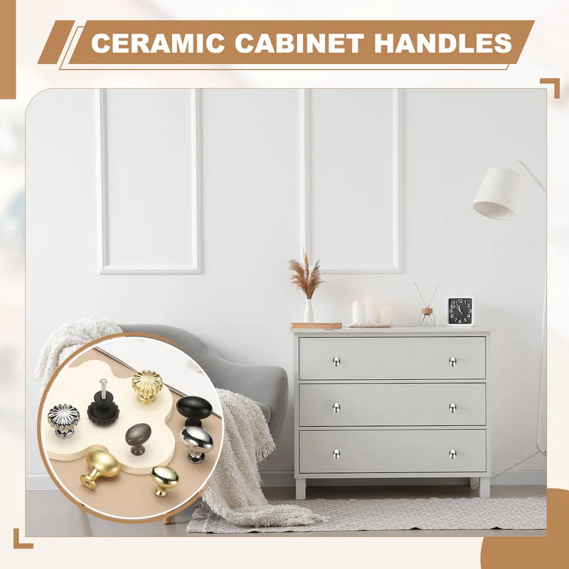 2Pcs Cabinet Knobs 1.3 Inch Oval Dresser Knobs Cabinet Handles Gold