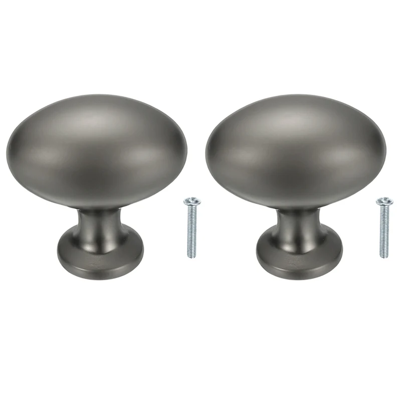2Pcs Cabinet Knobs 1.3 Inch Oval Dresser Knobs Cabinet Handles Grey