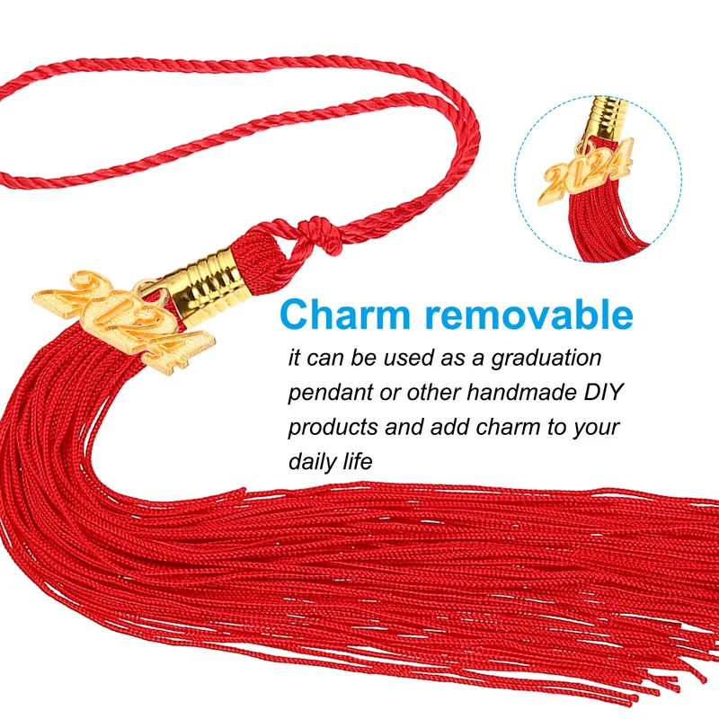2024 Graduation Tassel Charm, 30 Pcs Alloy 2024 Year Small Letter Charm, Gold