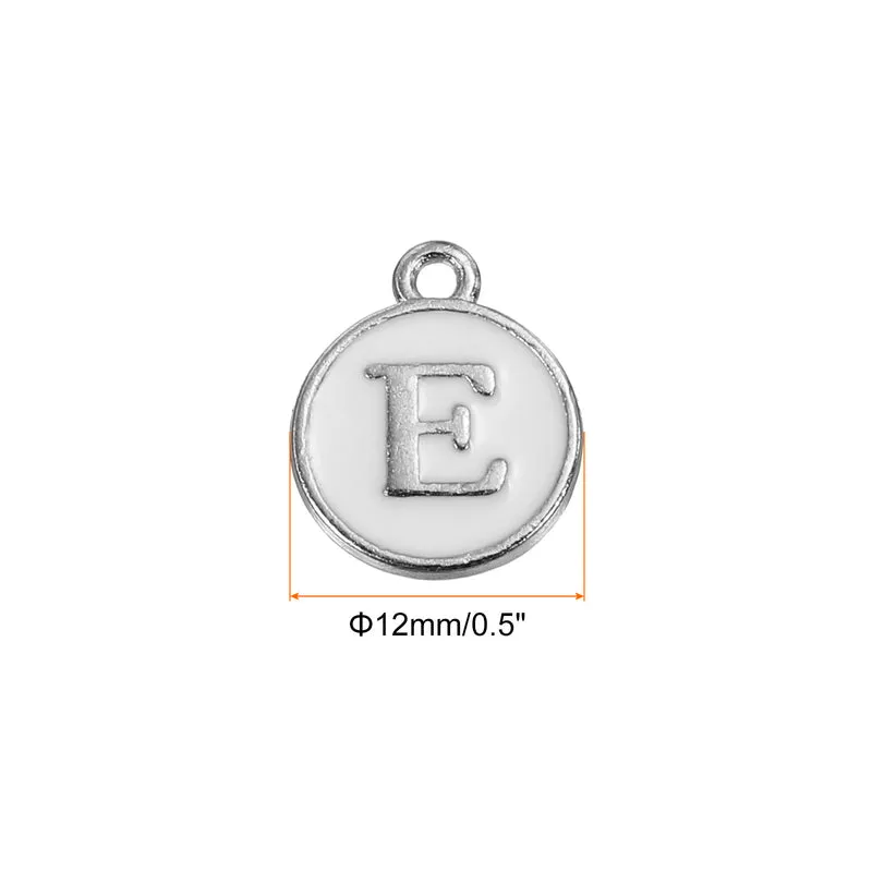 Alphabet E Enamel Letter Charm Jewelry Charm Enamel Initial Charm White Pendant Charm for Jewelry Making, Bracelet, Craft, Pack of 50