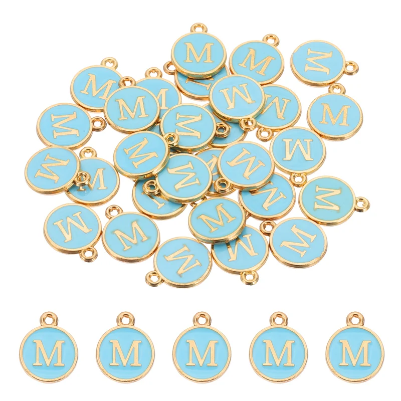 Letter Charm, 30 Pcs Capital Initial Alphabet M Letter Charm for Bracelet, Blue