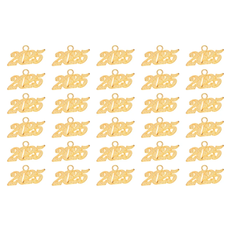 2025 Graduation Tassel Charm, 30 Pcs Alloy 2025 Year Large Letter Charm, Gold