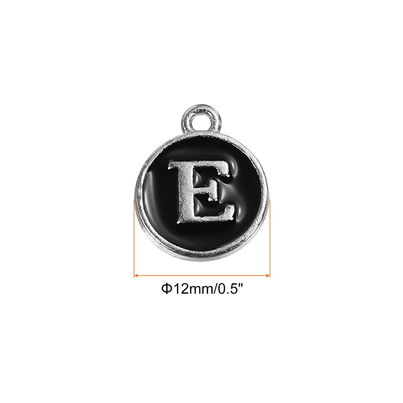 50 Pcs Alphabet E Enamel Letter Charm Enamel Initial Charm Black