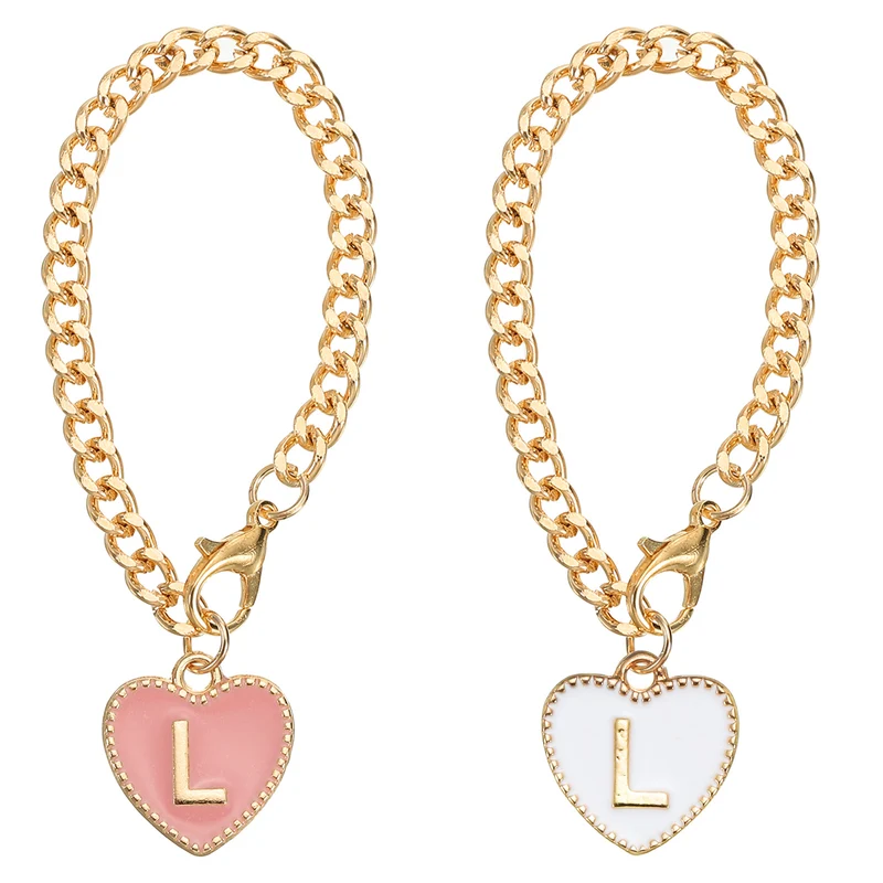 Letter Charm Accessories, 2 Pack Heart Shape, Letter L