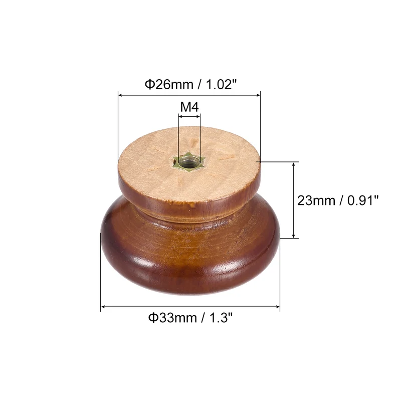 Round Wood Knobs, 8pcs 33mm(1.3") Diameter Pull Handles for Drawer, Dark Brown