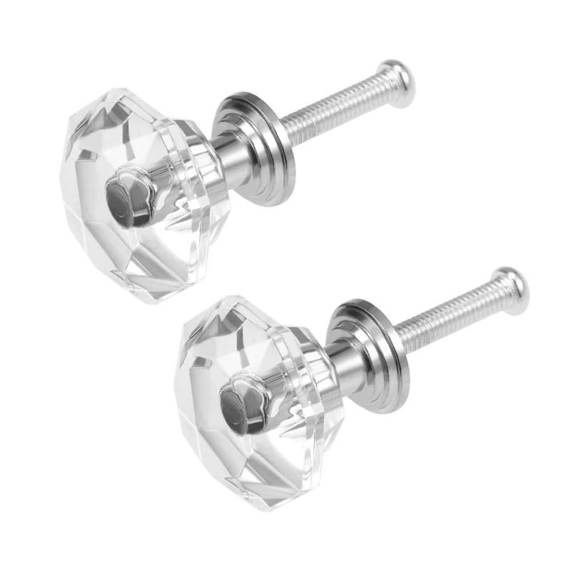 Pull Knobs 26mm Dia Alloy Acrylic Base Cabinet Drawer Pulls 2Pcs