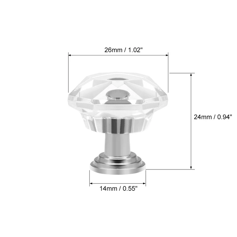 Pull Knobs 26mm Dia Alloy Acrylic Base Cabinet Drawer Pulls 2Pcs