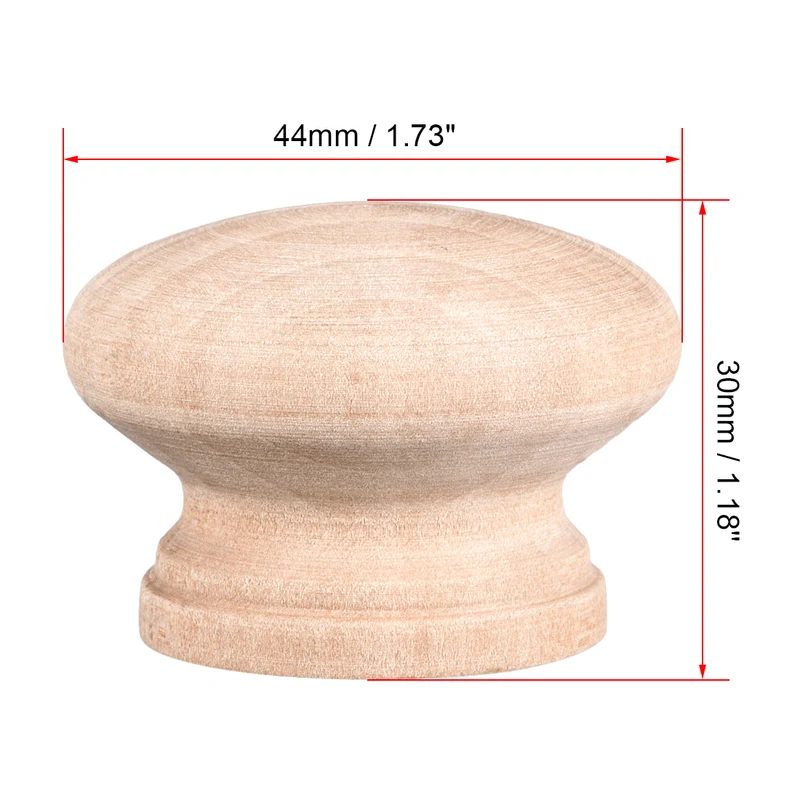 Cabinet Round Pull Knobs 44mm Dia Furniture Kitchen Drawer Wood 8pcs