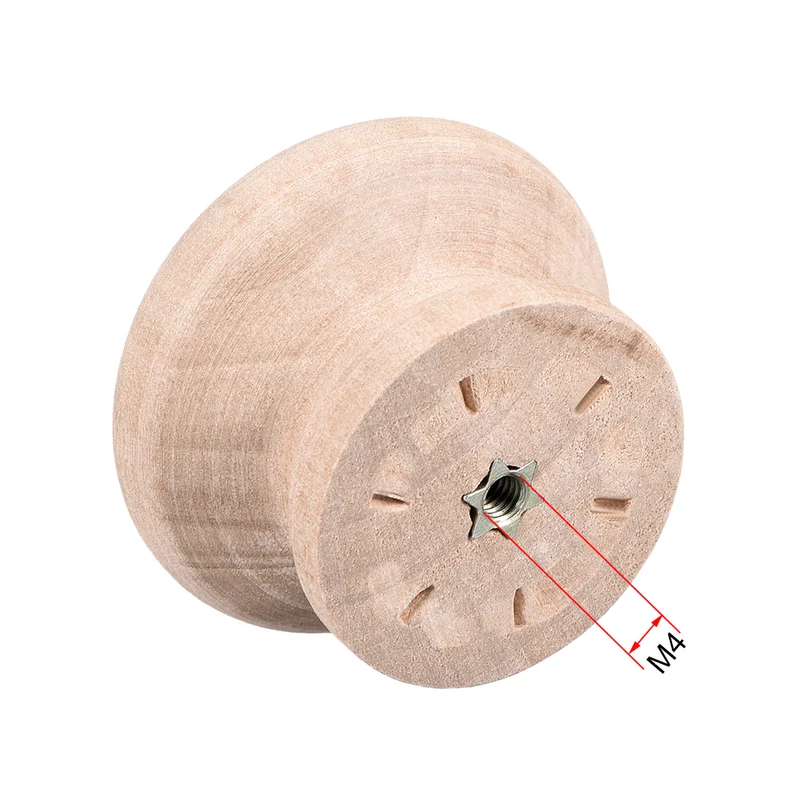 Cabinet Round Pull Knobs 44mm Dia Furniture Kitchen Drawer Wood 8pcs