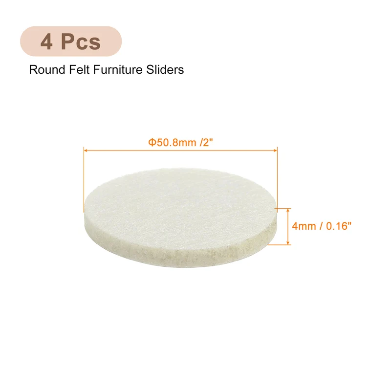 Furniture Sliders, 4Pcs 2" - Self Adhesive Felt Furniture Pads (Beige)