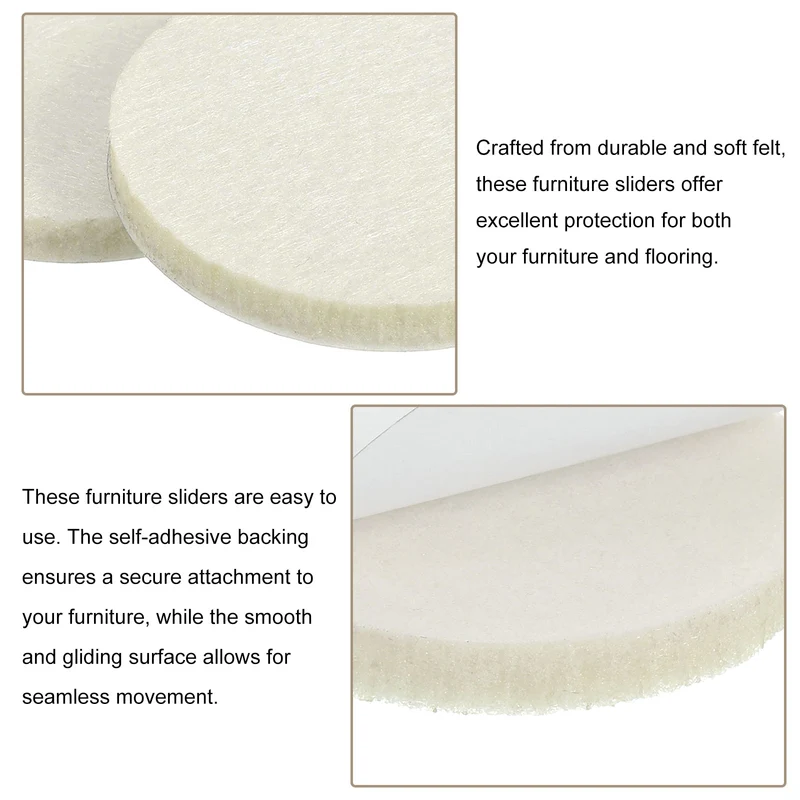 Furniture Sliders, 4Pcs 2" - Self Adhesive Felt Furniture Pads (Beige)