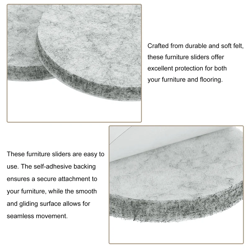 Furniture Sliders, 4Pcs 2" - Self Adhesive Felt Furniture Pads (Gray)