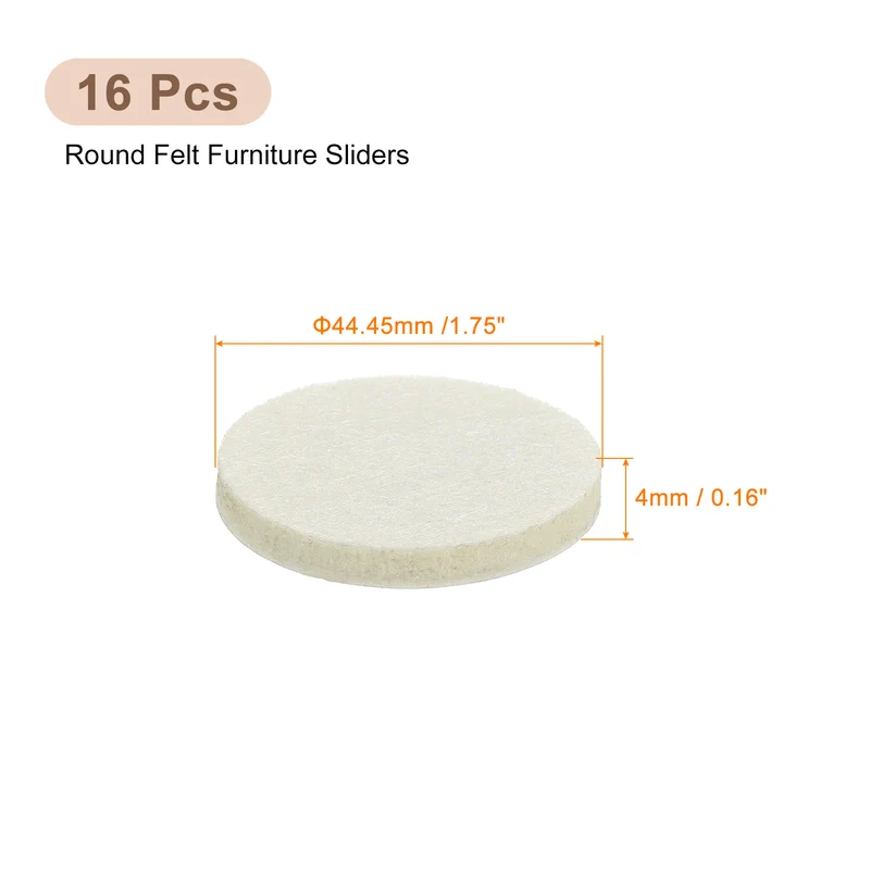 Furniture Sliders, 16Pcs 1.75" - Self Adhesive Felt Furniture Pads (Beige)