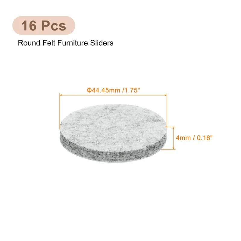 Furniture Sliders, 16Pcs 1.75" - Self Adhesive Felt Furniture Pads (Gray)