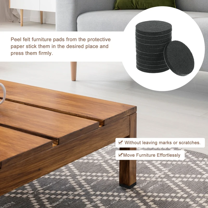 Furniture Sliders, 16Pcs 1.75" - Self Adhesive Felt Furniture Pads (Black)