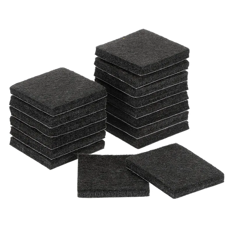 Furniture Pads, 16Pcs 1.25" - Square Self Adhesive Felt Furniture Pads, Floor Protectors for Furniture Feet Chairs Legs Hardwood Floors (Black)