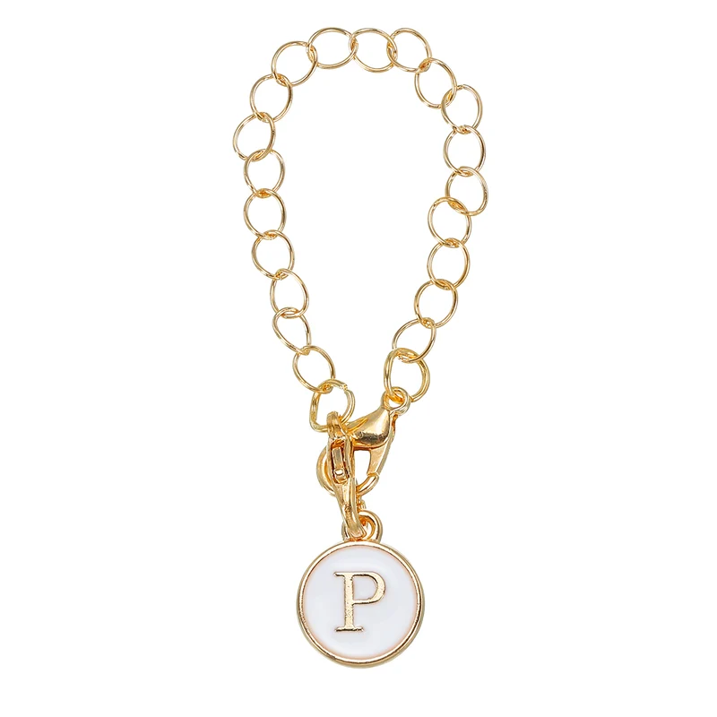 Letter Charm Accessories for Stanley Tumbler Cup, Round Letter P White
