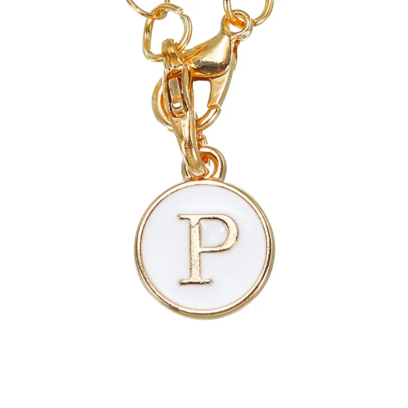 Letter Charm Accessories for Stanley Tumbler Cup, Round Letter P White