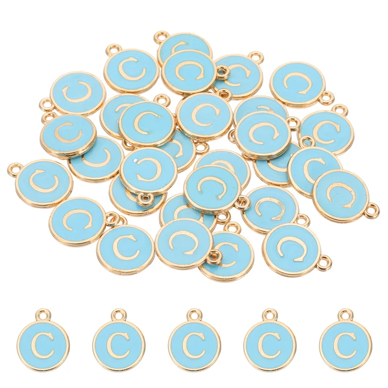 Letter Charm, 30 Pcs Capital Initial Alphabet C Letter Charm for Bracelet, Blue
