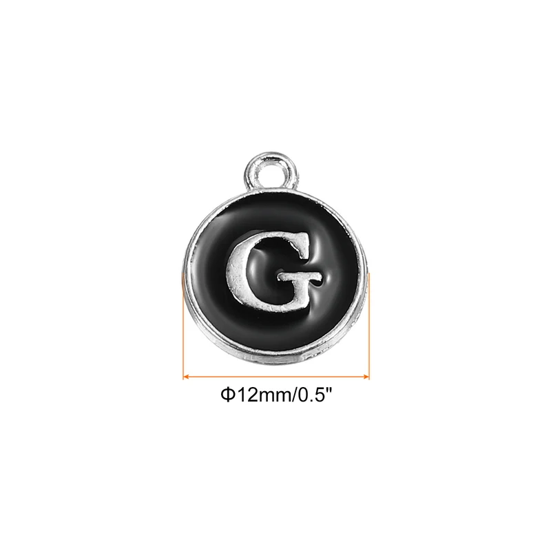 50 Pcs Alphabet G Enamel Letter Charm Enamel Initial Charm Black