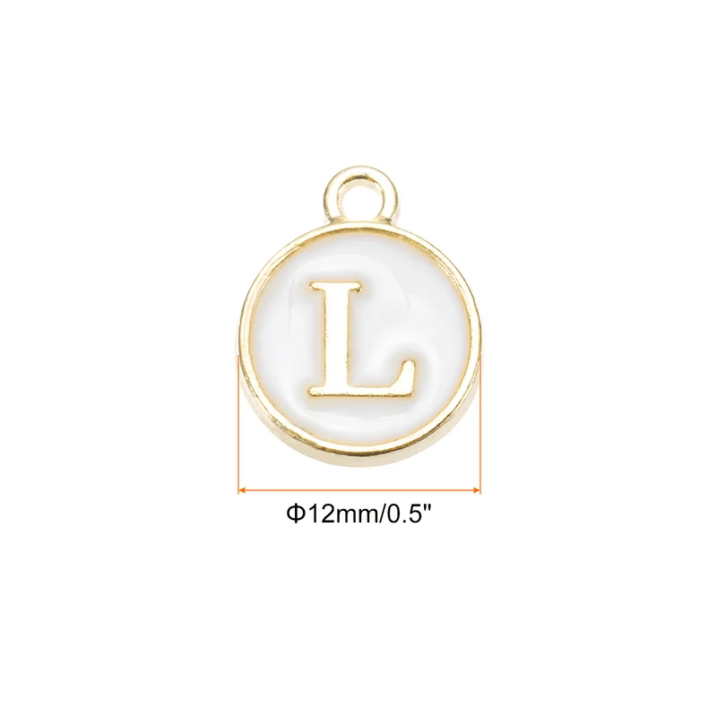 Alphabet L Letter Charm Double Sided Enamel Initial Alphabet Pendant White, for Necklace Bracelet Earring Jewelry Making, Pack of 20