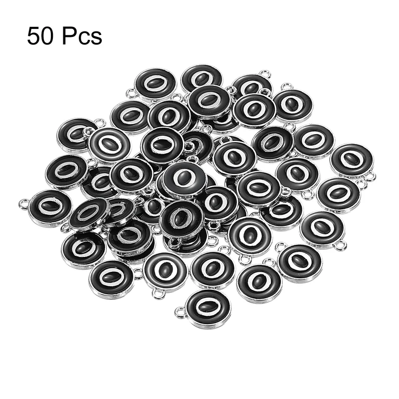 50 Pcs Alphabet O Enamel Letter Charm Enamel Initial Charm Black