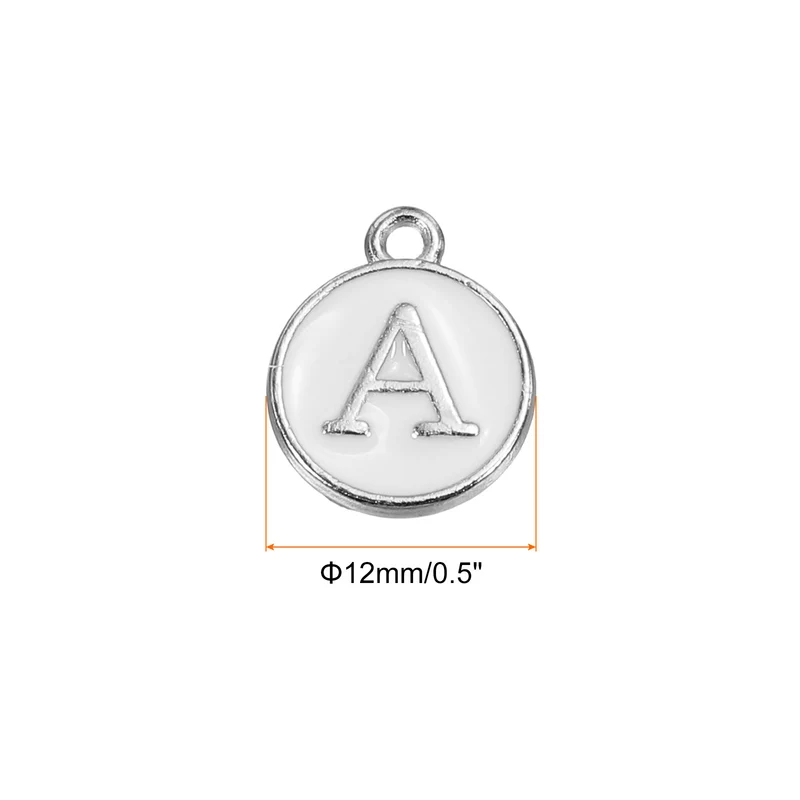 Alphabet-A Enamel Letter Charm Jewelry Charm Enamel Initial Charm White Pendant Charm for Jewelry Making, Bracelet, Craft, Pack of 50