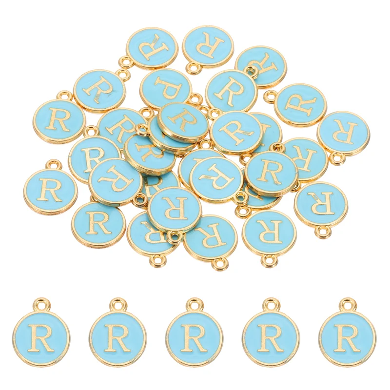 Letter Charm, 30 Pcs Capital Initial Alphabet R Letter Charm for Bracelet, Blue