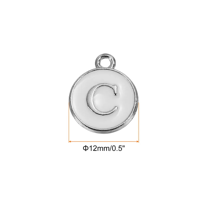 50 Pcs Alphabet C Enamel Letter Charm Enamel Initial Charm White