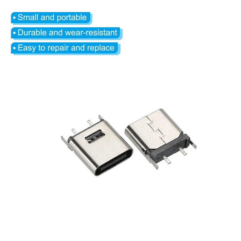 USB 3.1 Type C Connector 2Pins Female Plug Socket 180 Degree 10.5mm Long 10Pcs
