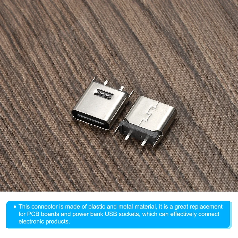 USB 3.1 Type C Connector 2Pins Female Plug Socket 180 Degree 10.5mm Long 10Pcs