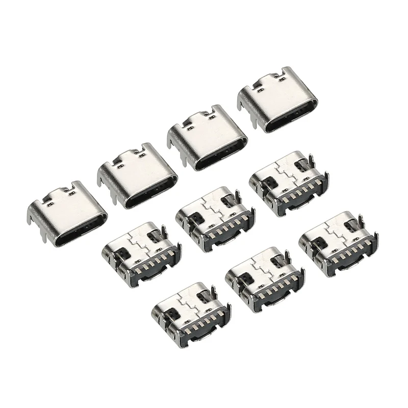 USB 3.1 Type C Connector 6Pins Female Plug Socket 90 Degree 7×9×4.1mm 20Pcs