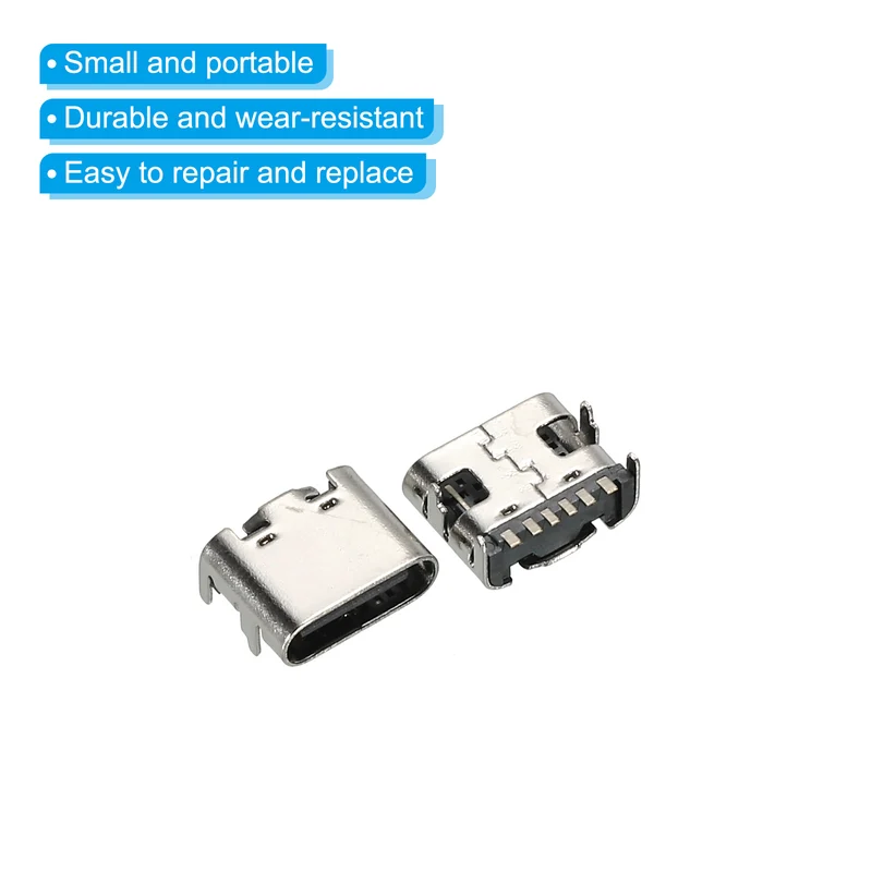 USB 3.1 Type C Connector 6Pins Female Plug Socket 90 Degree 7×9×4.1mm 20Pcs
