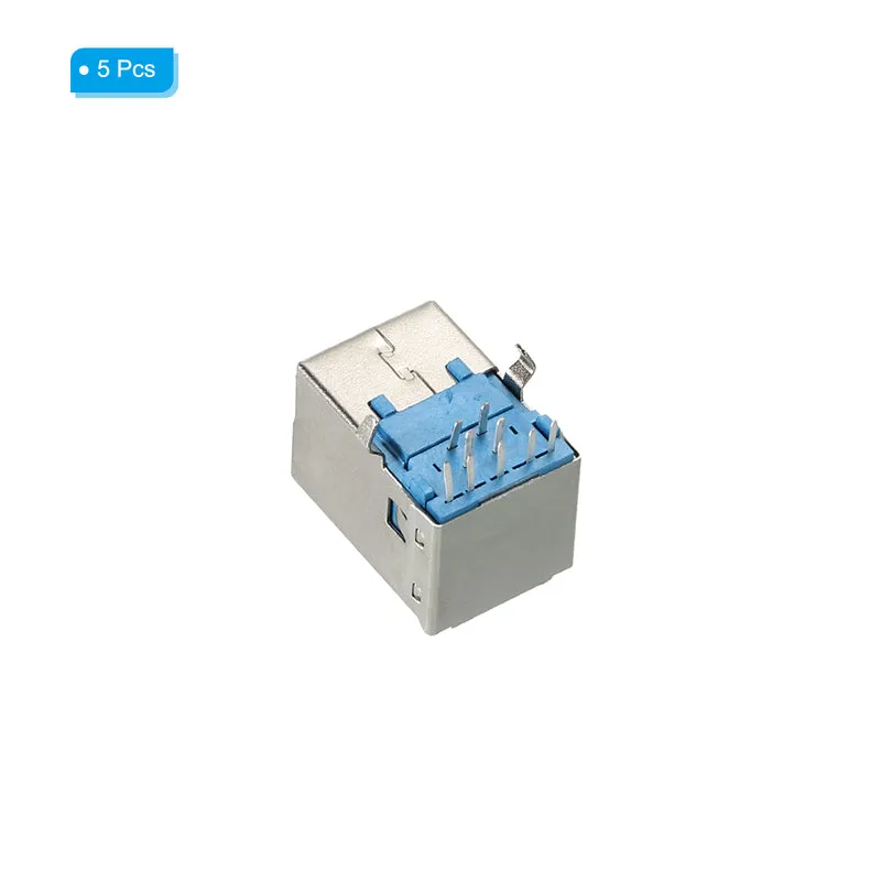 USB Connector 3.0 Type B 9Pin Female 90 Degree Jack Solder USB Repair Replacement Adapter for Circuit Boards PCB Board Digital Devices Pack of 5