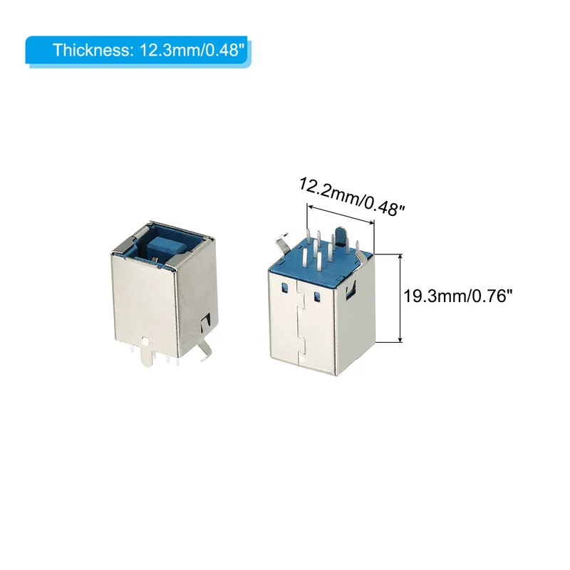 USB Connector 3.0 Type B 9Pin Female 180 Degree Jack Solder USB Repair Replacement Adapter for Circuit Boards PCB Board Digital Devices Pack of 5