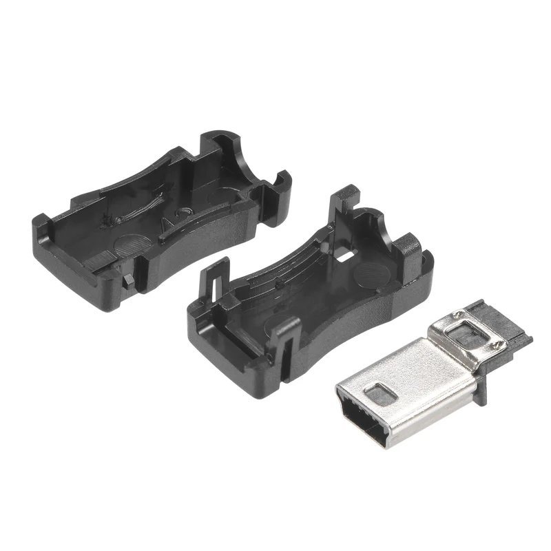 Mini USB 5 Pin DIY Connector Type Mini B Male Plug with Plastic Shell 15pcs