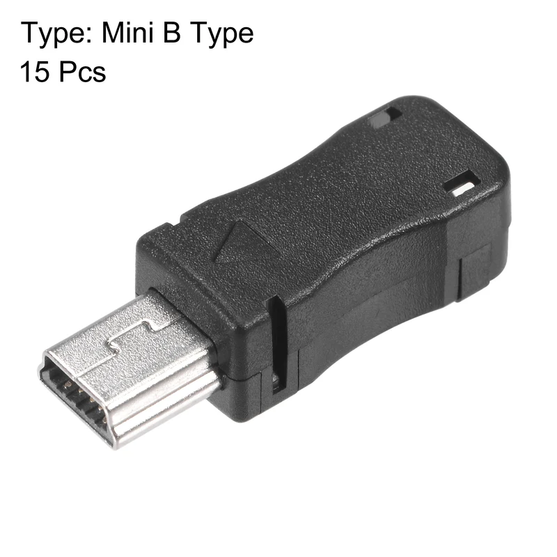 Mini USB 5 Pin DIY Connector Type Mini B Male Plug with Plastic Shell 15pcs