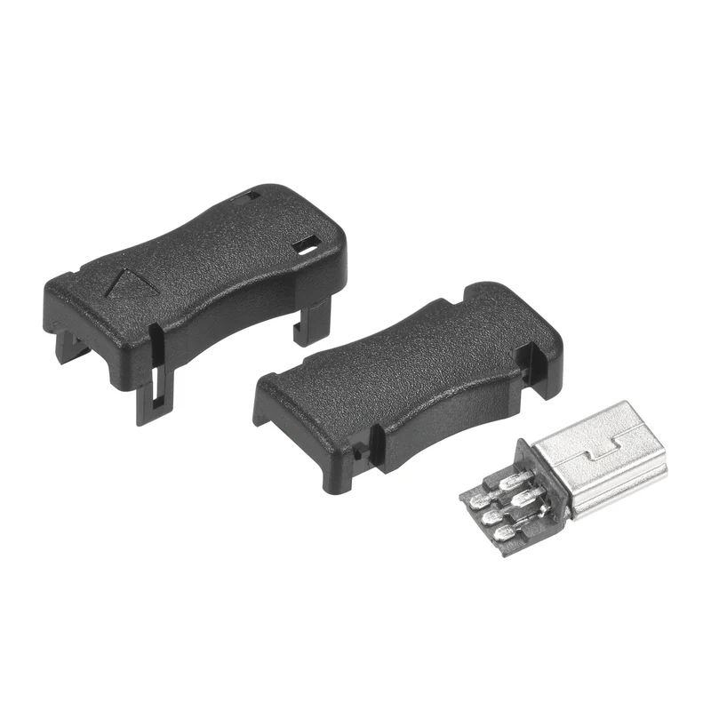 Mini USB 5 Pin DIY Connector Type Mini B Male Plug with Plastic Shell 15pcs