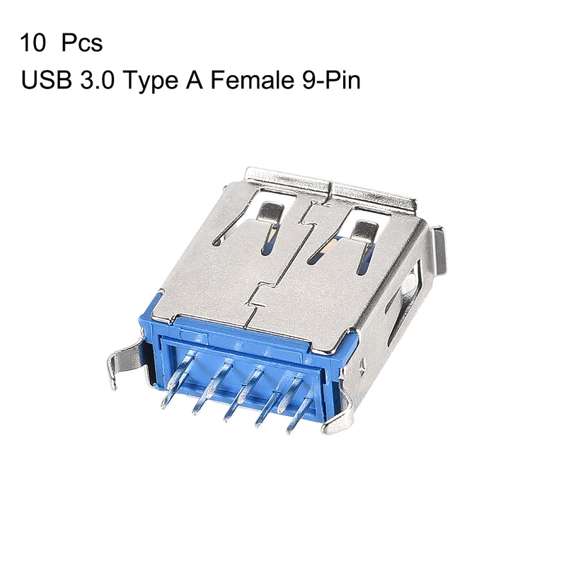 10PCS USB 3.0 Type A Female Socket Connector Port 9-Pin DIP 180 Degree Adapter